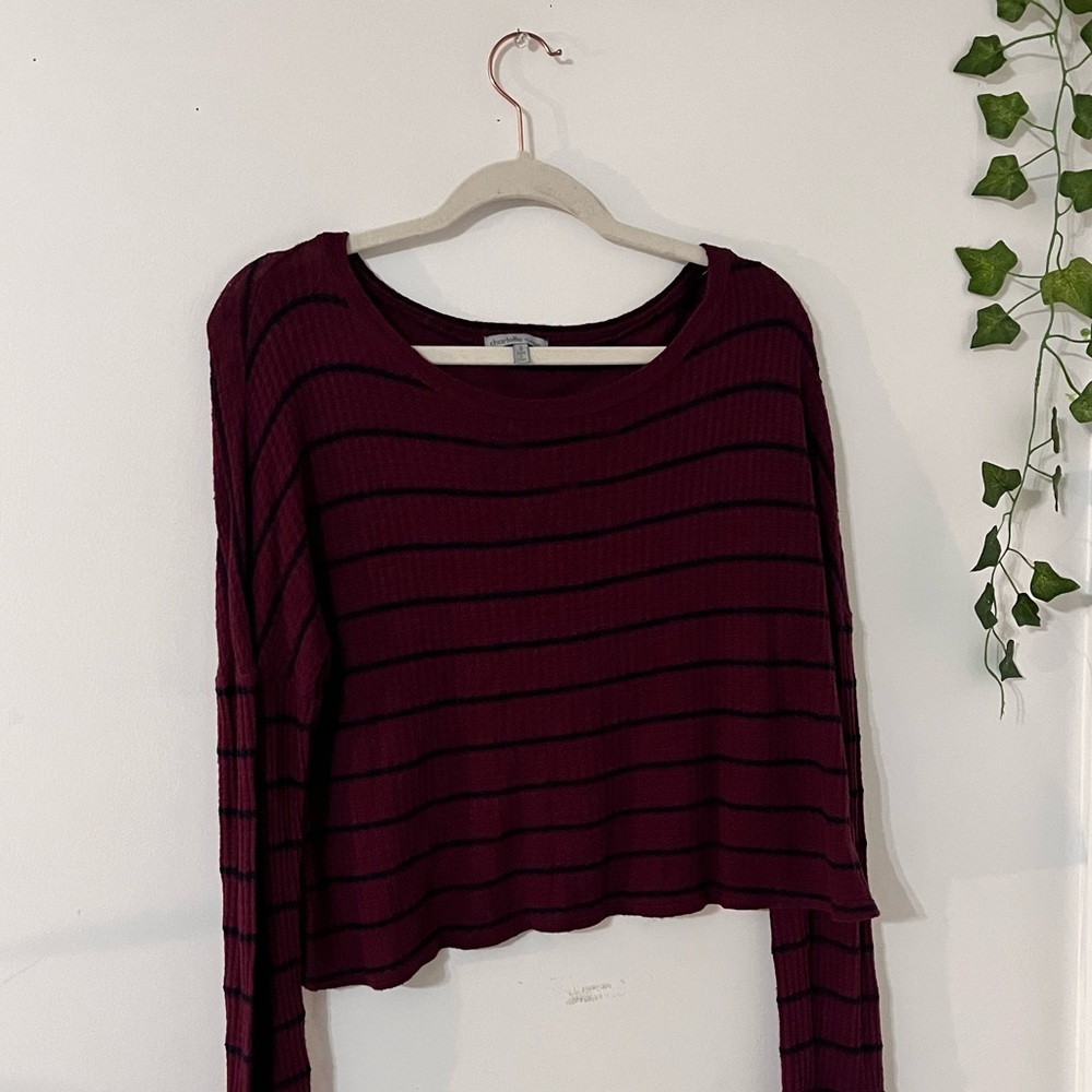 Maroon and Navy Striped Long Sleeve